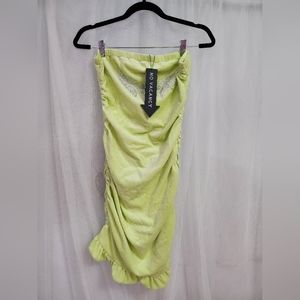 No Vacancy Velour Mini Scrunch Tube Dress Size Large NWT